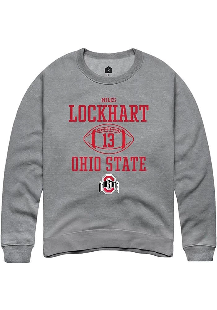 Miles Lockhart  Rally Ohio State Buckeyes Mens Graphite NIL Sport Icon Long Sleeve Crew Sweatshirt