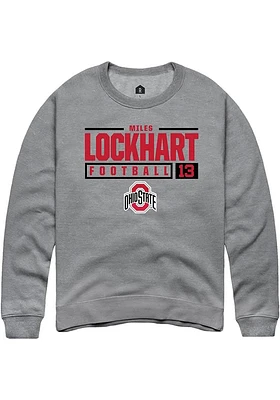 Miles Lockhart  Rally Ohio State Buckeyes Mens Graphite NIL Stacked Box Long Sleeve Crew Sweatshir..