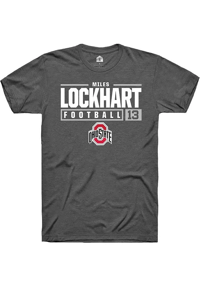 Miles Lockhart  Ohio State Buckeyes Dark Grey Rally NIL Stacked Box Short Sleeve T Shirt