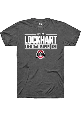 Miles Lockhart  Ohio State Buckeyes Dark Grey Rally NIL Stacked Box Short Sleeve T Shirt