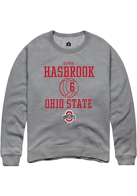 Olivia Hasbrook  Rally Ohio State Buckeyes Mens Graphite NIL Sport Icon Long Sleeve Crew Sweatshir..