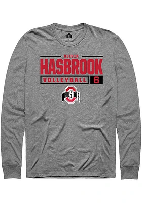 Olivia Hasbrook  Ohio State Buckeyes Graphite Rally NIL Stacked Box Long Sleeve T Shirt