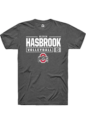 Olivia Hasbrook  Ohio State Buckeyes Dark Grey Rally NIL Stacked Box Short Sleeve T Shirt