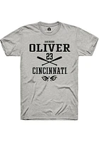 Brendin Oliver  Cincinnati Bearcats Ash Rally NIL Sport Icon Short Sleeve T Shirt