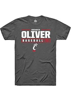 Brendin Oliver  Cincinnati Bearcats Dark Grey Rally NIL Stacked Box Short Sleeve T Shirt