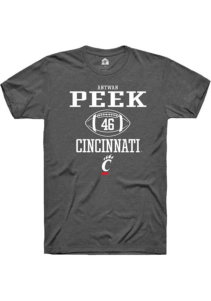 Antwan Peek  Cincinnati Bearcats Dark Grey Rally NIL Sport Icon Short Sleeve T Shirt