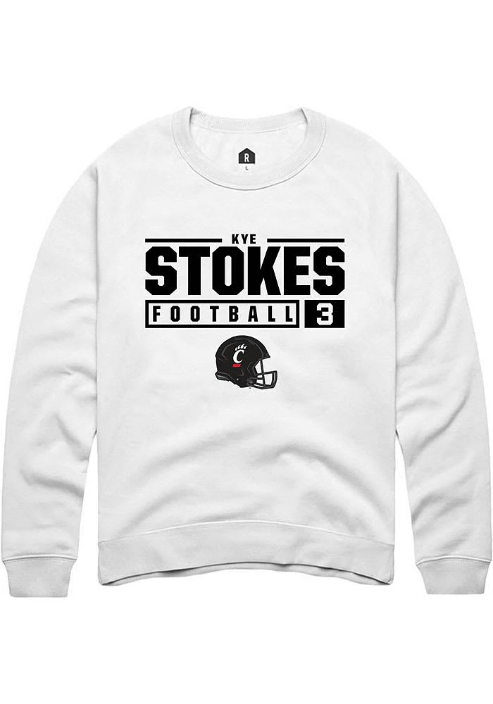 Kye Stokes Rally Cincinnati Bearcats Mens NIL Stacked Box Long Sleeve Crew Sweatshirt