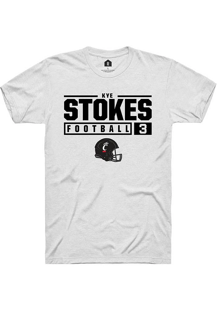 Kye Stokes Cincinnati Bearcats Rally NIL Stacked Box Short Sleeve T Shirt