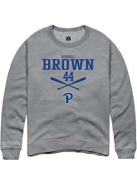 Kendall Brown  Rally Pitt Panthers Mens Graphite NIL Sport Icon Long Sleeve Crew Sweatshirt
