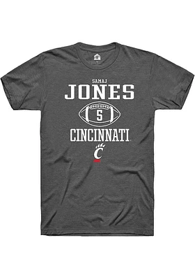 Samaj Jones  Cincinnati Bearcats Dark Grey Rally NIL Sport Icon Short Sleeve T Shirt