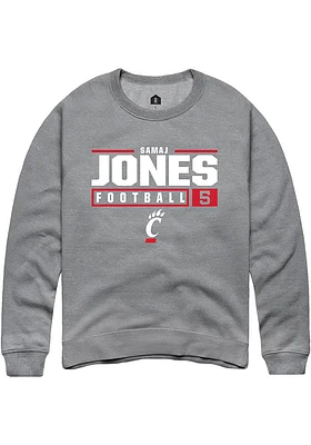 Samaj Jones  Rally Cincinnati Bearcats Mens Graphite NIL Stacked Box Long Sleeve Crew Sweatshirt