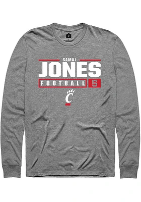 Samaj Jones  Cincinnati Bearcats Graphite Rally NIL Stacked Box Long Sleeve T Shirt