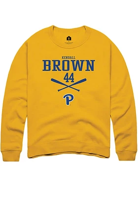 Kendall Brown  Rally Pitt Panthers Mens Gold NIL Sport Icon Long Sleeve Crew Sweatshirt