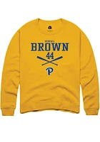 Kendall Brown  Rally Pitt Panthers Mens Gold NIL Sport Icon Long Sleeve Crew Sweatshirt