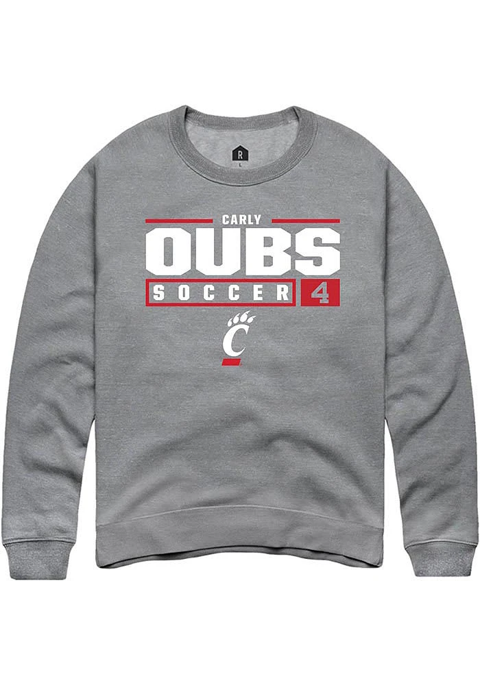 Carly Oubs  Rally Cincinnati Bearcats Mens Graphite NIL Stacked Box Long Sleeve Crew Sweatshirt