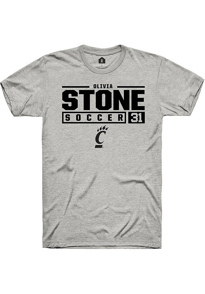 Olivia Stone Cincinnati Bearcats Ash Rally NIL Stacked Box Short Sleeve T Shirt