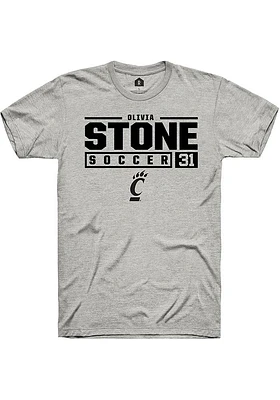 Olivia Stone  Cincinnati Bearcats Ash Rally NIL Stacked Box Short Sleeve T Shirt