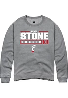 Olivia Stone  Rally Cincinnati Bearcats Mens Graphite NIL Stacked Box Long Sleeve Crew Sweatshirt