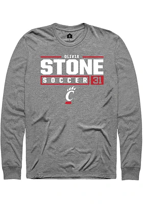 Olivia Stone  Cincinnati Bearcats Graphite Rally NIL Stacked Box Long Sleeve T Shirt