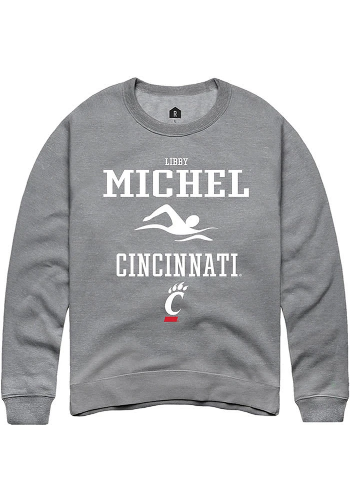 Libby Michel Rally Cincinnati Bearcats Mens Graphite NIL Sport Icon Long Sleeve Crew Sweatshirt