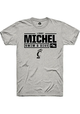 Libby Michel  Cincinnati Bearcats Ash Rally NIL Stacked Box Short Sleeve T Shirt