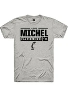 Libby Michel  Cincinnati Bearcats Ash Rally NIL Stacked Box Short Sleeve T Shirt