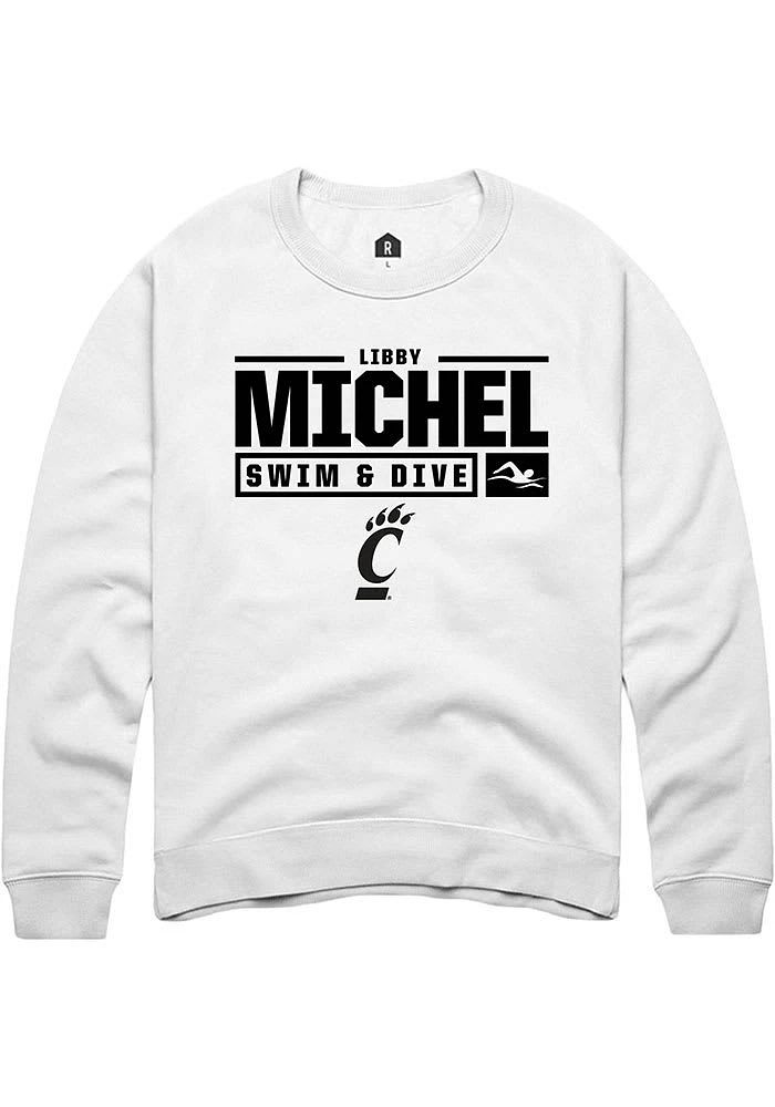 Libby Michel Rally Cincinnati Bearcats Mens NIL Stacked Box Long Sleeve Crew Sweatshirt