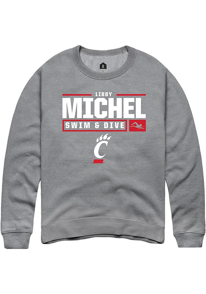 Libby Michel Rally Cincinnati Bearcats Mens Graphite NIL Stacked Box Long Sleeve Crew Sweatshirt