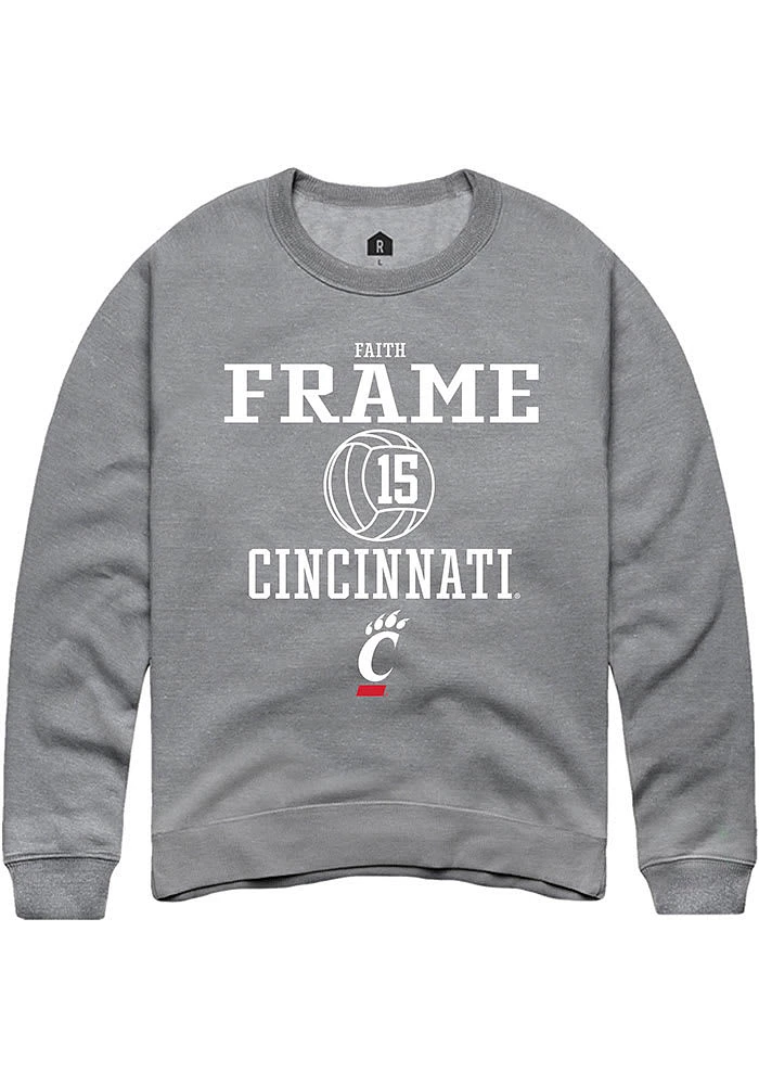 Faith Frame Rally Cincinnati Bearcats Mens Graphite NIL Sport Icon Long Sleeve Crew Sweatshirt