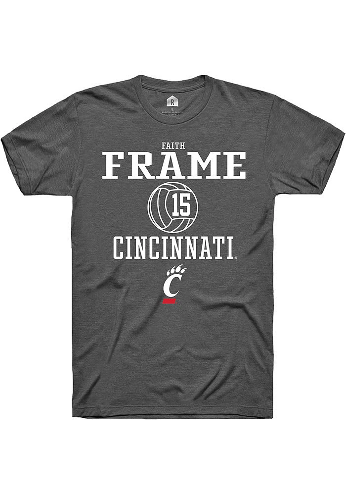 Faith Frame Cincinnati Bearcats Dark Grey Rally NIL Sport Icon Short Sleeve T Shirt