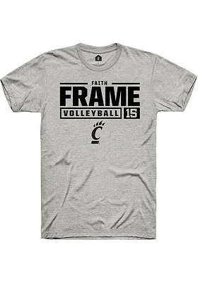 Faith Frame  Cincinnati Bearcats Ash Rally NIL Stacked Box Short Sleeve T Shirt