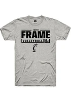 Faith Frame  Cincinnati Bearcats Ash Rally NIL Stacked Box Short Sleeve T Shirt