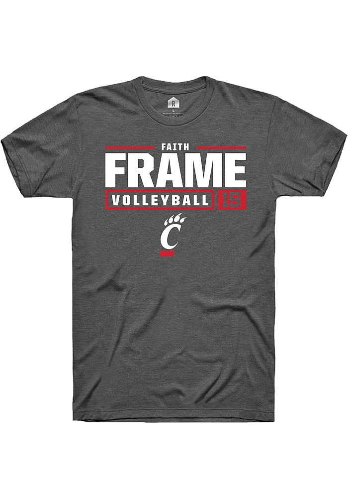Faith Frame Cincinnati Bearcats Dark Grey Rally NIL Stacked Box Short Sleeve T Shirt