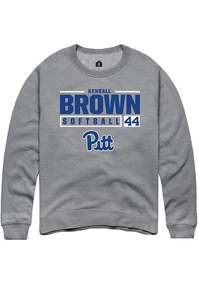 Kendall Brown  Rally Pitt Panthers Mens Graphite NIL Stacked Box Long Sleeve Crew Sweatshirt