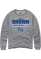 Kendall Brown  Rally Pitt Panthers Mens Graphite NIL Stacked Box Long Sleeve Crew Sweatshirt