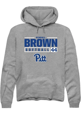 Kendall Brown  Rally Pitt Panthers Mens Graphite NIL Stacked Box Long Sleeve Hoodie