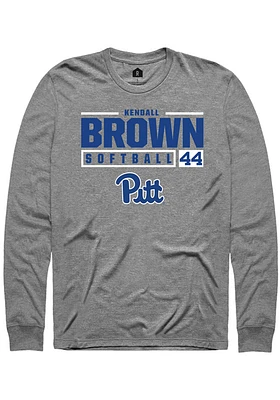 Kendall Brown  Pitt Panthers Graphite Rally NIL Stacked Box Long Sleeve T Shirt