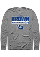 Kendall Brown  Pitt Panthers Graphite Rally NIL Stacked Box Long Sleeve T Shirt