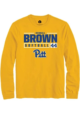 Kendall Brown  Pitt Panthers Gold Rally NIL Stacked Box Long Sleeve T Shirt