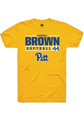 Kendall Brown  Pitt Panthers Gold Rally NIL Stacked Box Short Sleeve T Shirt