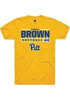 Kendall Brown  Pitt Panthers Gold Rally NIL Stacked Box Short Sleeve T Shirt