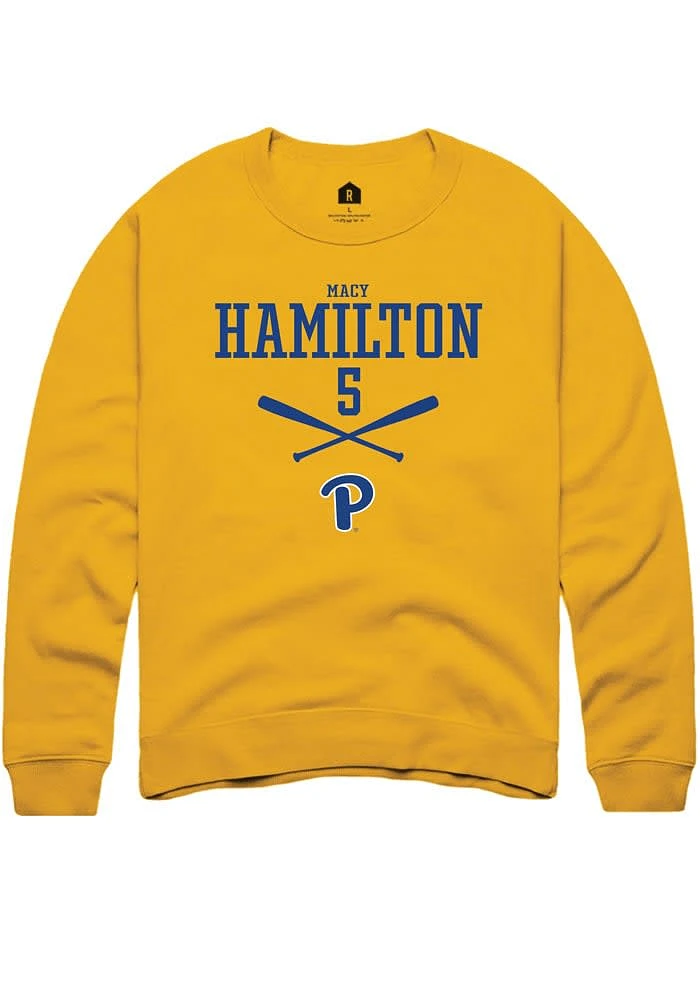 Macy Hamilton Rally Pitt Panthers Mens Gold NIL Sport Icon Long Sleeve Crew Sweatshirt