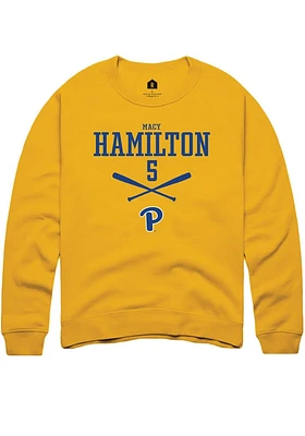 Macy Hamilton  Rally Pitt Panthers Mens Gold NIL Sport Icon Long Sleeve Crew Sweatshirt