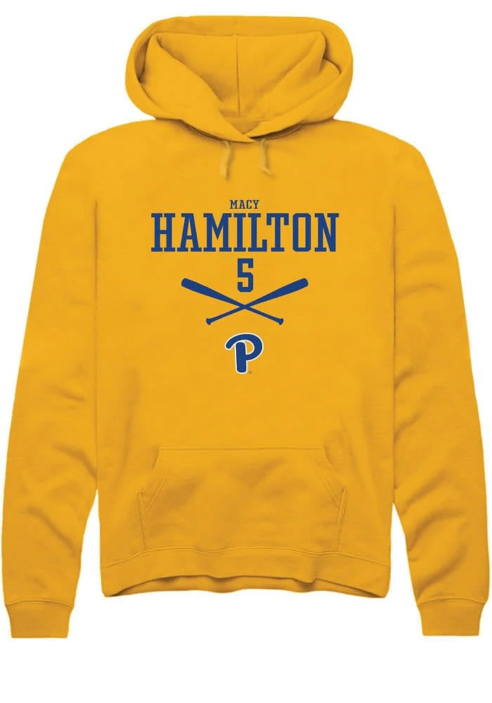 Macy Hamilton Rally Pitt Panthers Mens Gold NIL Sport Icon Long Sleeve Hoodie