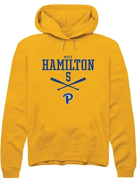 Macy Hamilton  Rally Pitt Panthers Mens Gold NIL Sport Icon Long Sleeve Hoodie
