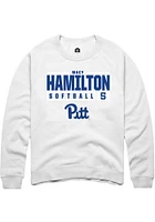 Macy Hamilton Rally Pitt Panthers Mens NIL Stacked Box Long Sleeve Crew Sweatshirt