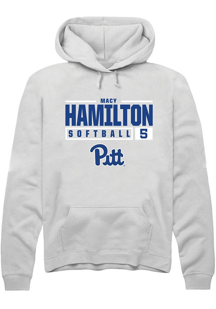 Macy Hamilton Rally Pitt Panthers Mens NIL Stacked Box Long Sleeve Hoodie