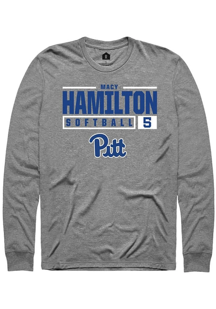 Macy Hamilton Pitt Panthers Graphite Rally NIL Stacked Box Long Sleeve T Shirt