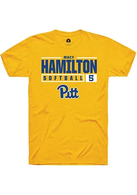 Macy Hamilton  Pitt Panthers Gold Rally NIL Stacked Box Short Sleeve T Shirt