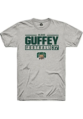 Blake Guffey  Ohio Bobcats Ash Rally NIL Stacked Box Short Sleeve T Shirt